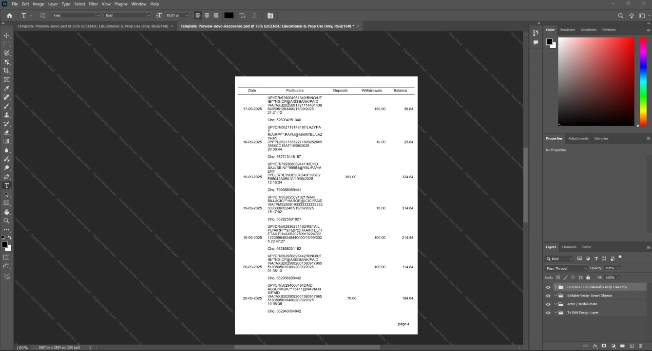 India Canara Bank Bank Statement Template, High-quality design in Word and PDF format, Page 4