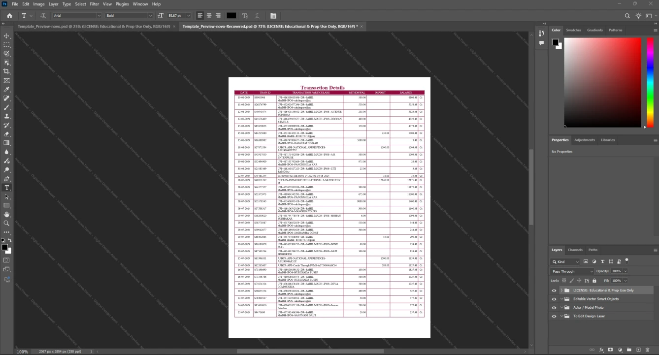 India India Post Payments Bank Bank Statement Template, Quick edit template in Word and PDF format, Page 2