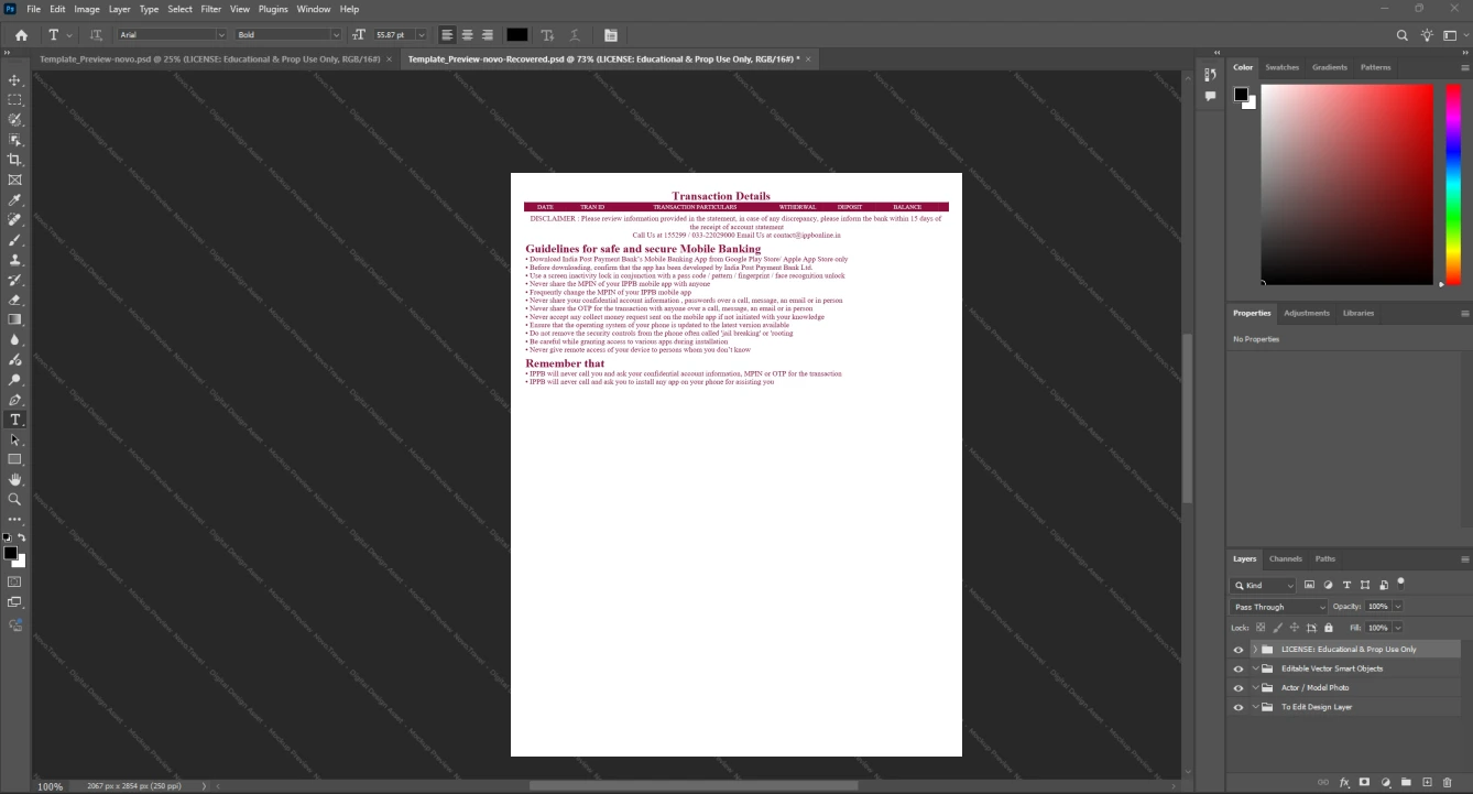 India India Post Payments Bank Bank Statement Template, Print-ready template in Word and PDF, Page 4