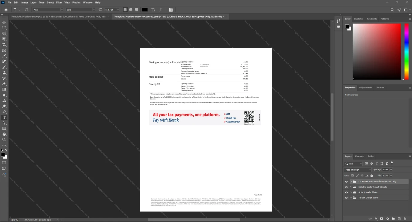 India Kotak Mahindra Bank Bank Statement Template, Blank template in Word and PDF format, Page 4