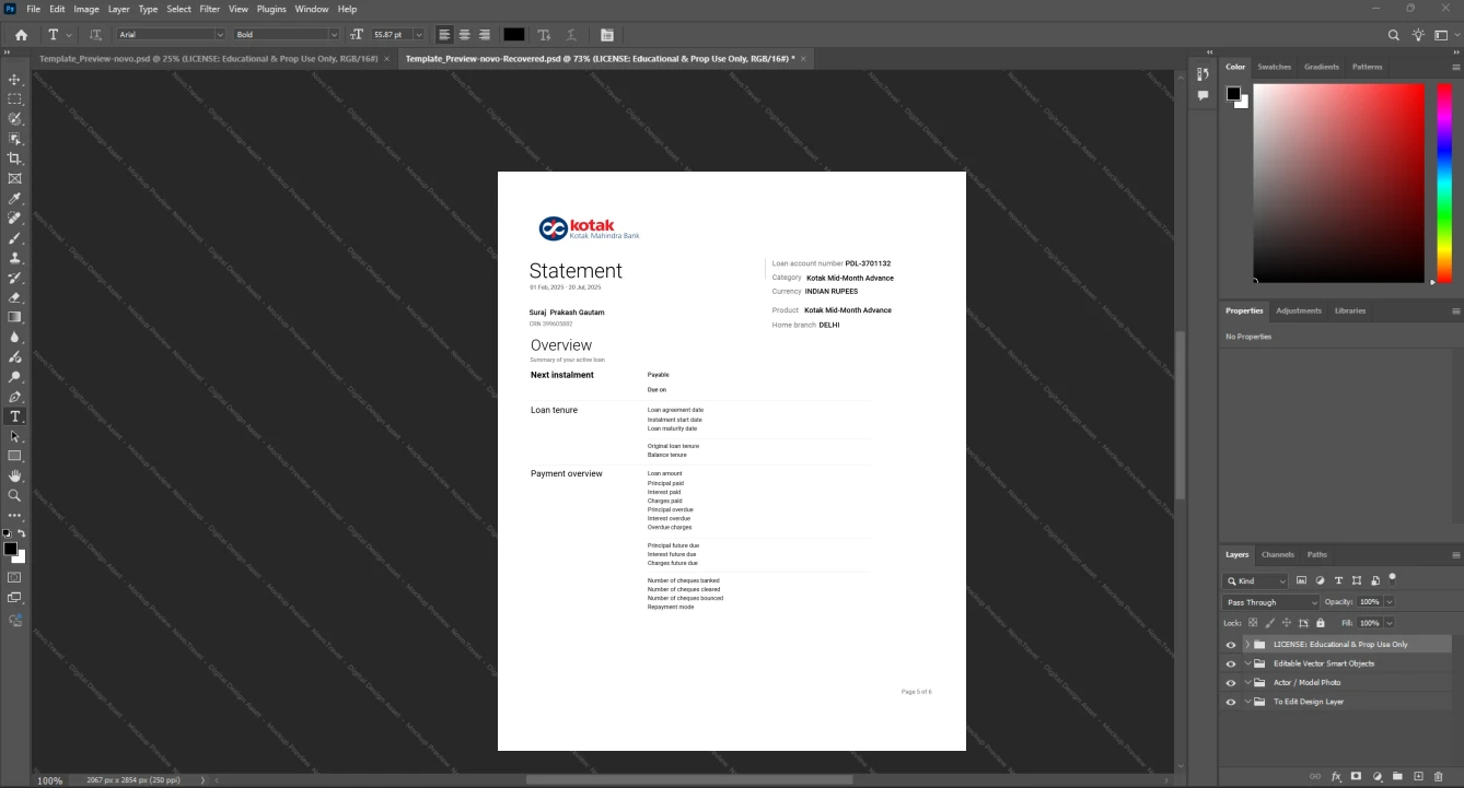 India Kotak Mahindra Bank Bank Statement Template, Blank template in Word and PDF format, Page 5