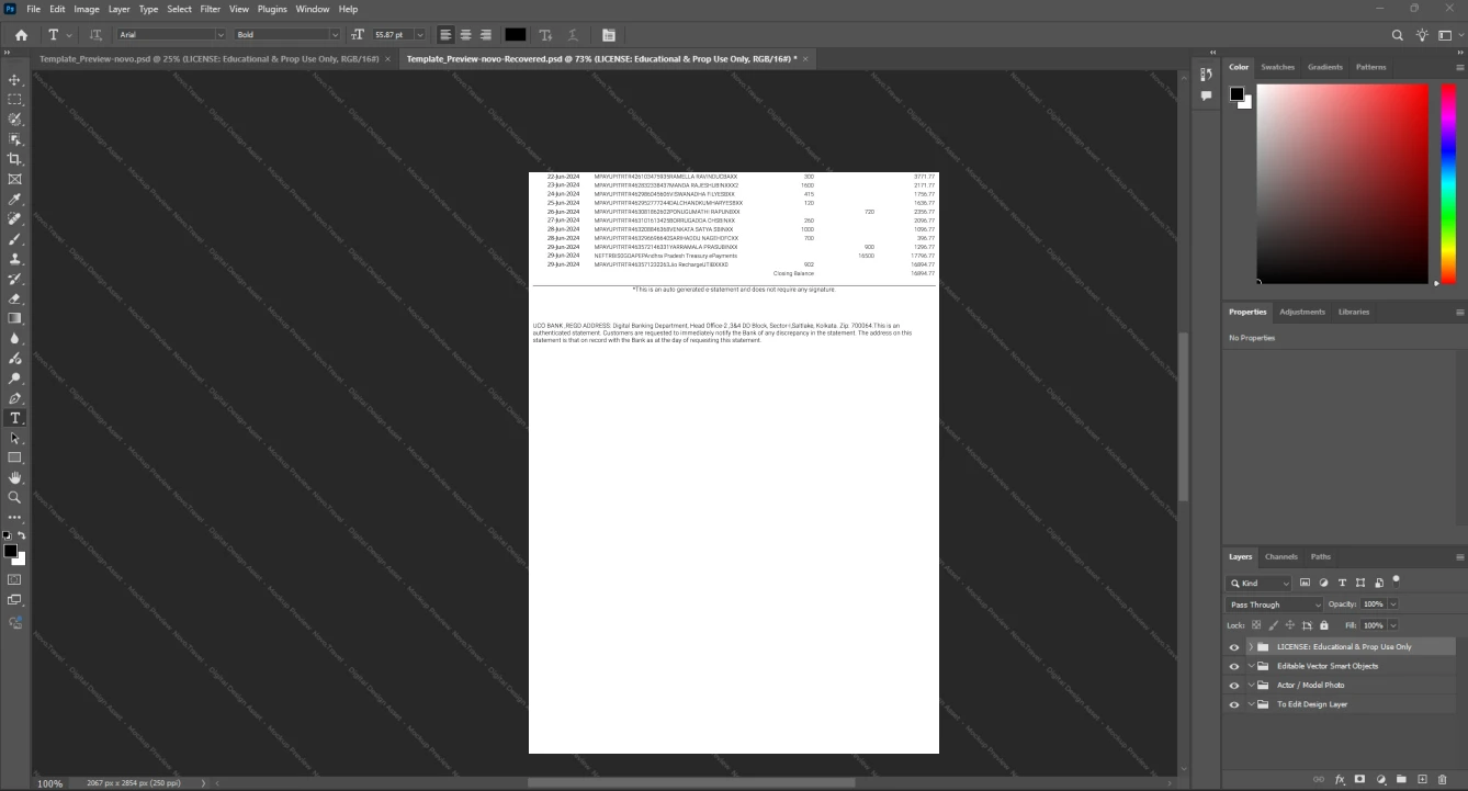 India UCO Bank Bank Statement Template, Ready to use template in Word and PDF, Page 3