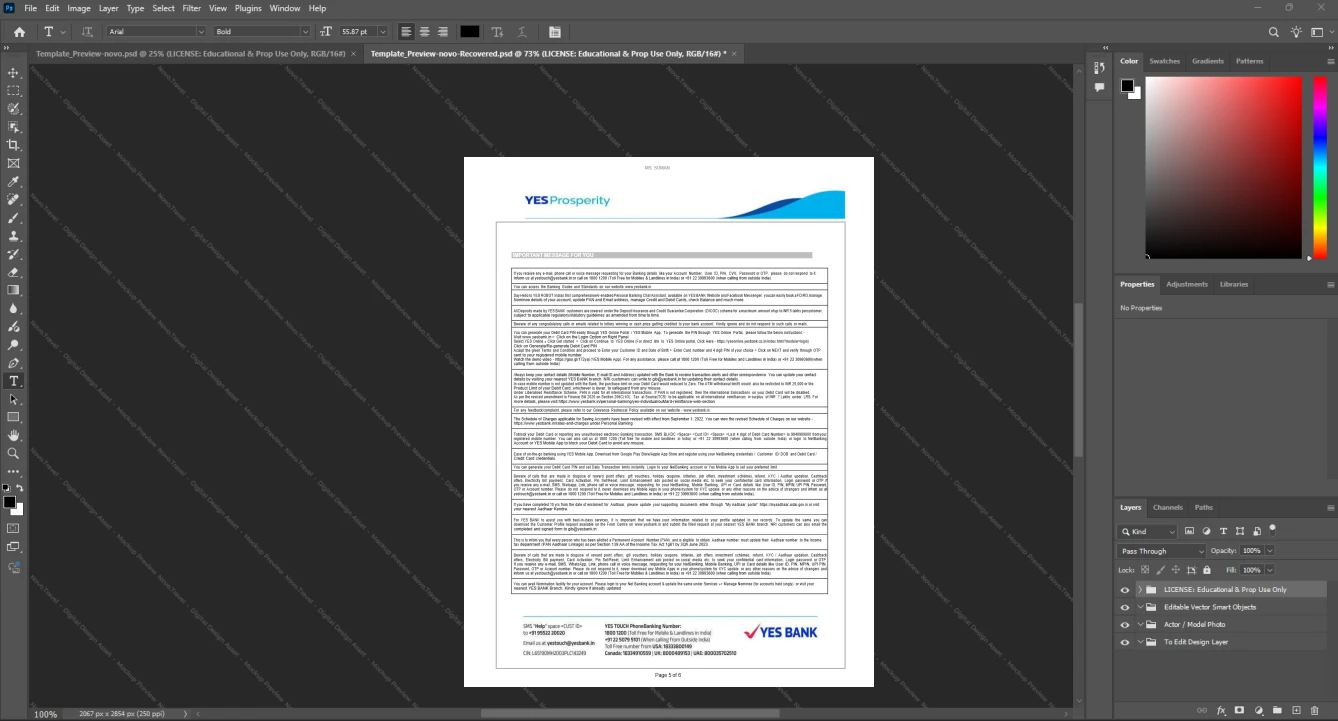 India Yes Bank Limited Bank Statement Template, Customizable layout available in Word and PDF, Page 5