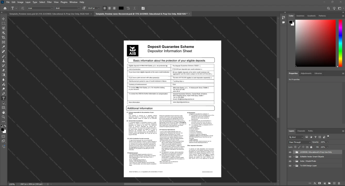 Ireland Allied Irish Banks AIB Bank Statement Template, Premium editable file in Word and PDF formats, Page 2