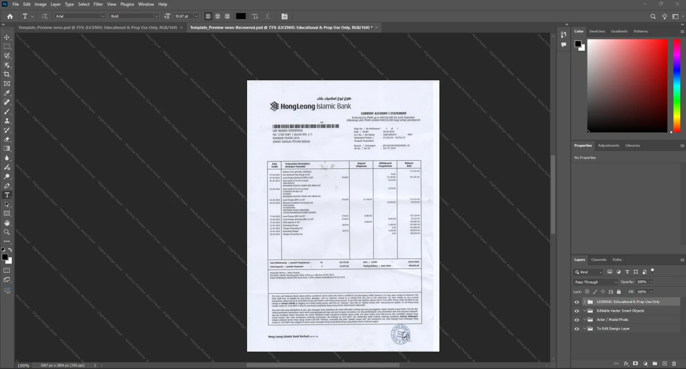 Malaysia Hong Leong Islamic Bank Bank Statement Template, Customizable document in Word and PDF format, Page 3