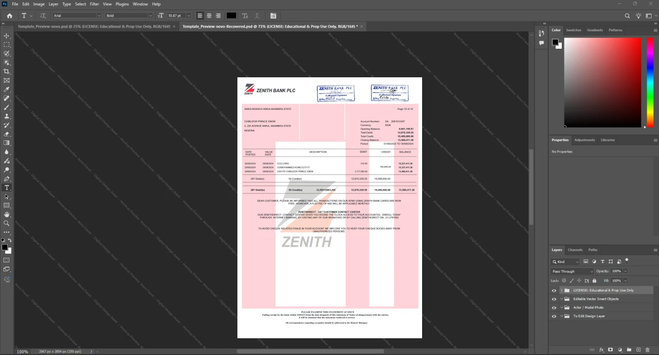 Nigeria Zenith Bank Bank Statement Template, Ready to print in Word and PDF format, Page 10