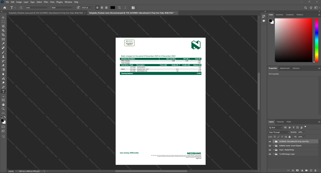 South Africa Nedbank Limited Bank Statement Template, Digital download template in Word and PDF, Page 9