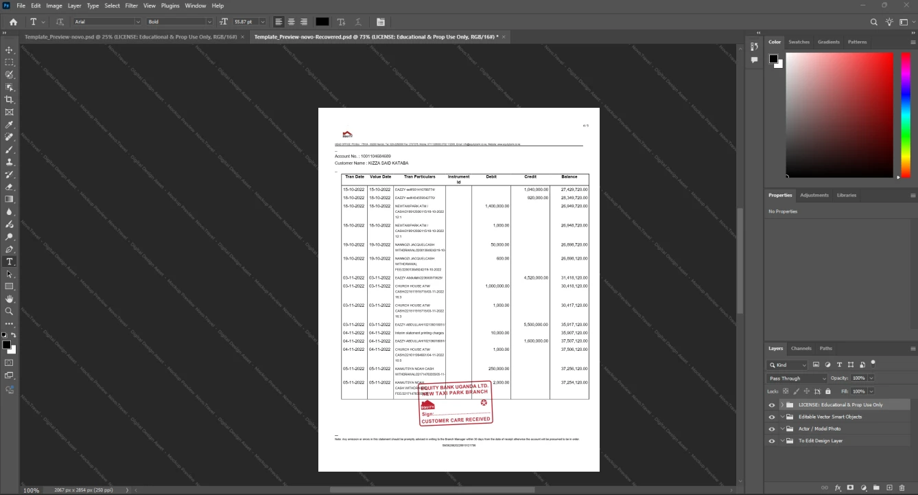 Uganda Equity Bank Bank Statement Template, Fully editable Word and PDF format, Page 4
