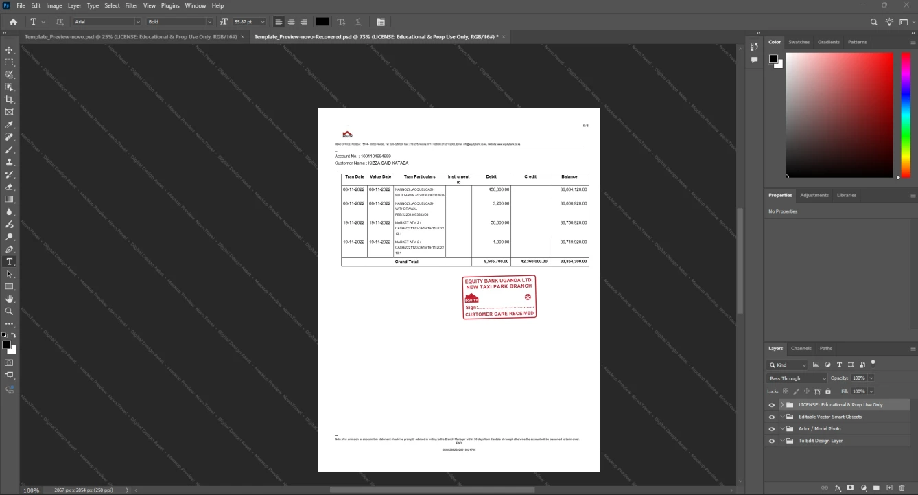 Uganda Equity Bank Bank Statement Template, Ready to use template in Word and PDF, Page 5