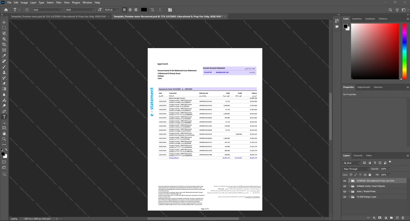 United Arab Emirates Mashreqbank Bank Statement Template, Professional document in Word and PDF format, Page 4