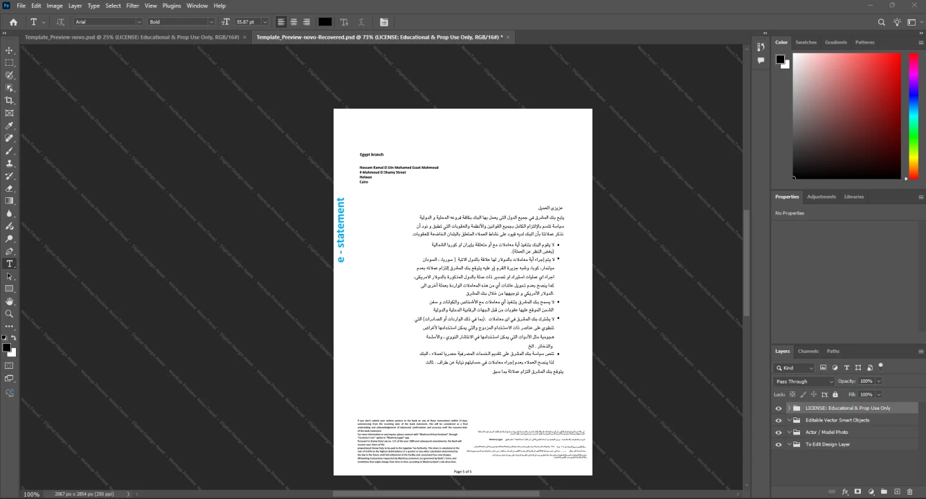 United Arab Emirates Mashreqbank Bank Statement Template, Standard printable layout in Word and PDF, Page 5