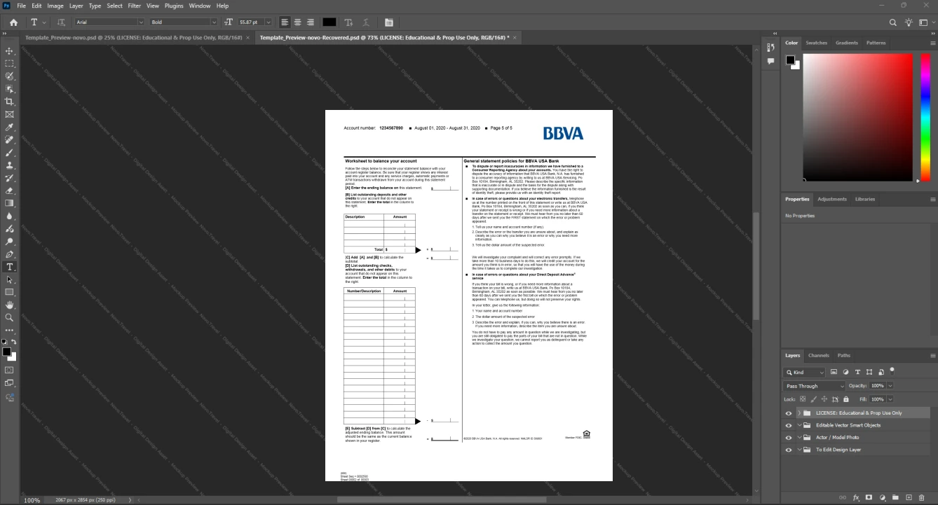 USA BBVA USA BBVA Bank Statement Template, Professional document in Word and PDF format, Page 5