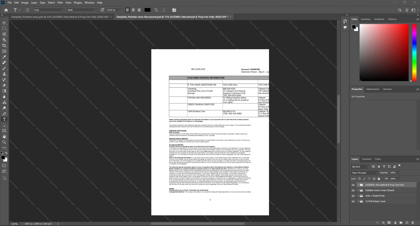 USA Citibank Bank Statement Template, Standard layout in DOCX and PDF, Page 5