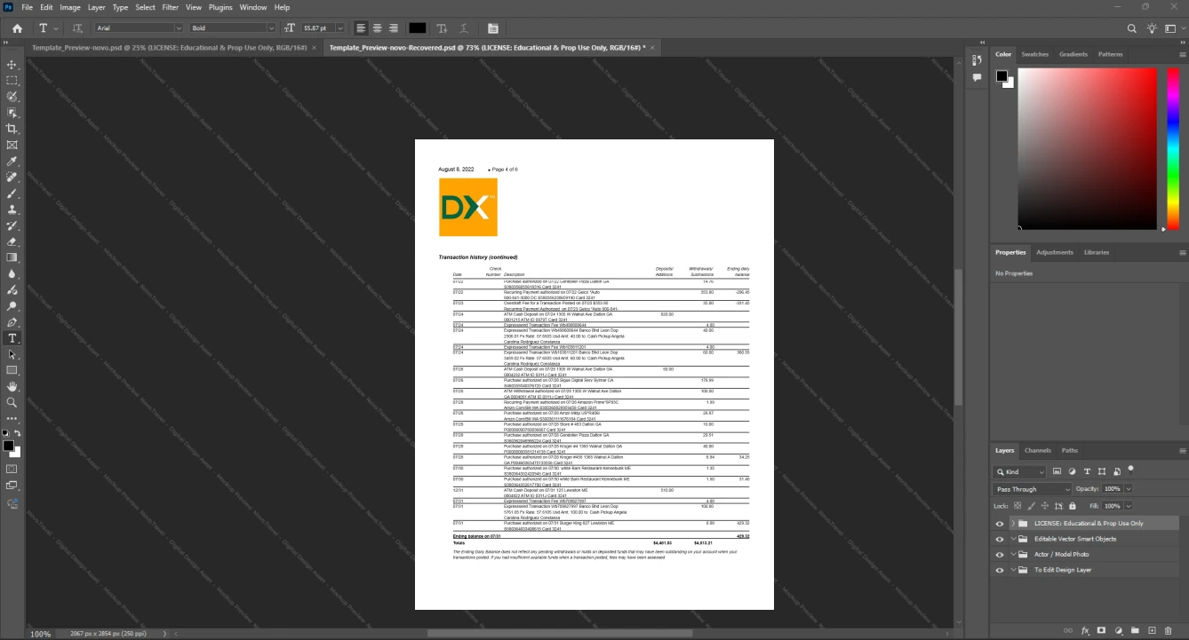 USA Direct Express Bank Statement Template, Standard layout in DOCX and PDF, Page 6