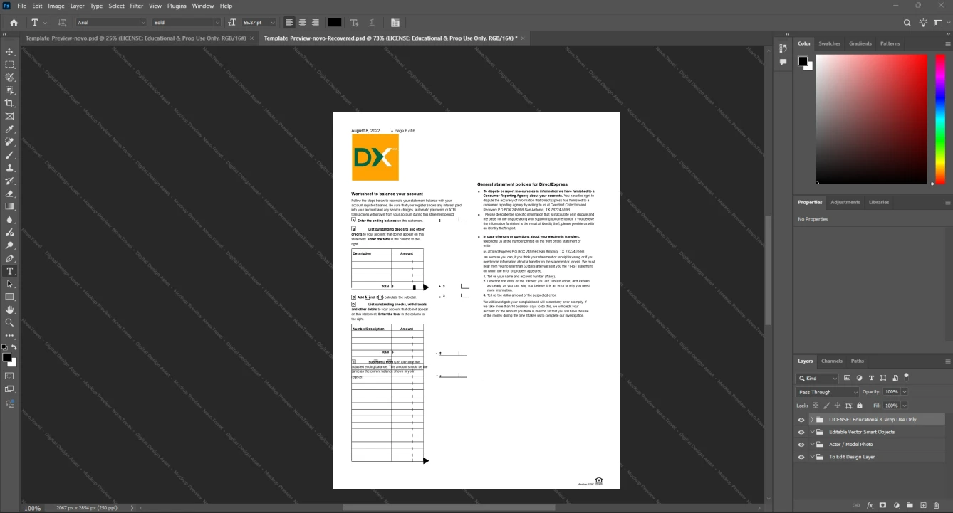 USA Direct Express Bank Statement Template, High-quality template in Word and PDF format, Page 8