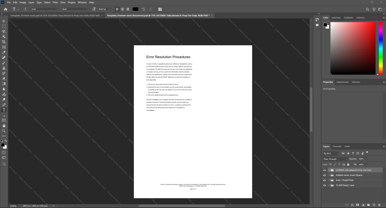USA Evolve Bank Trust Bank Statement Template, Professional document in Word and PDF format, Page 2