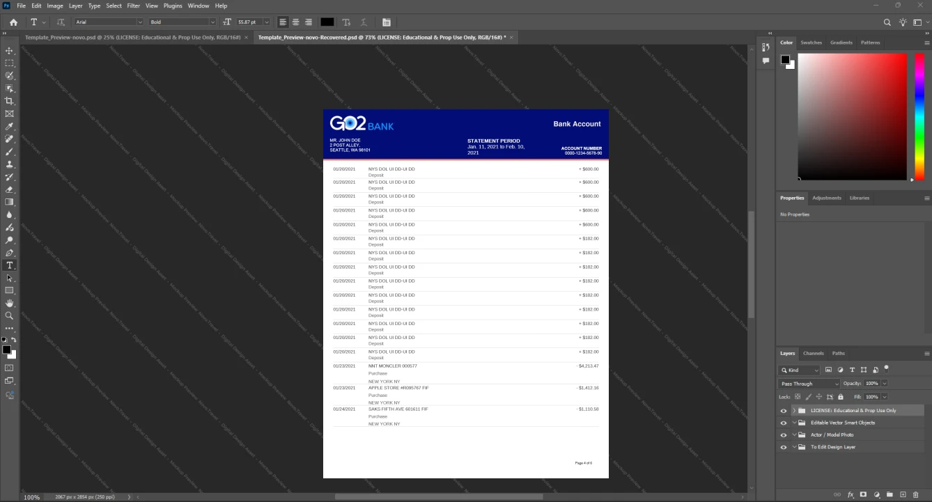 USA GO2bank Bank Statement Template, Ready to use template in Word and PDF, Page 4