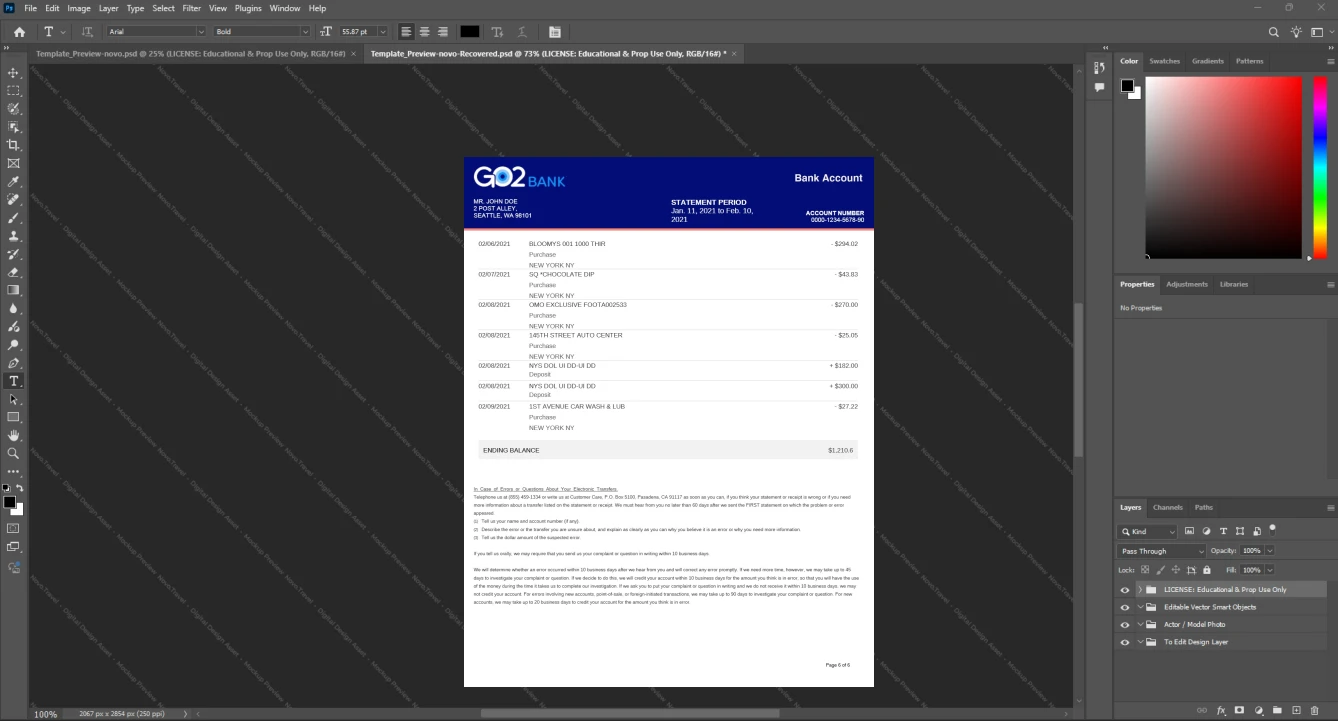 USA GO2bank Bank Statement Template, High-quality design in Word and PDF format, Page 6