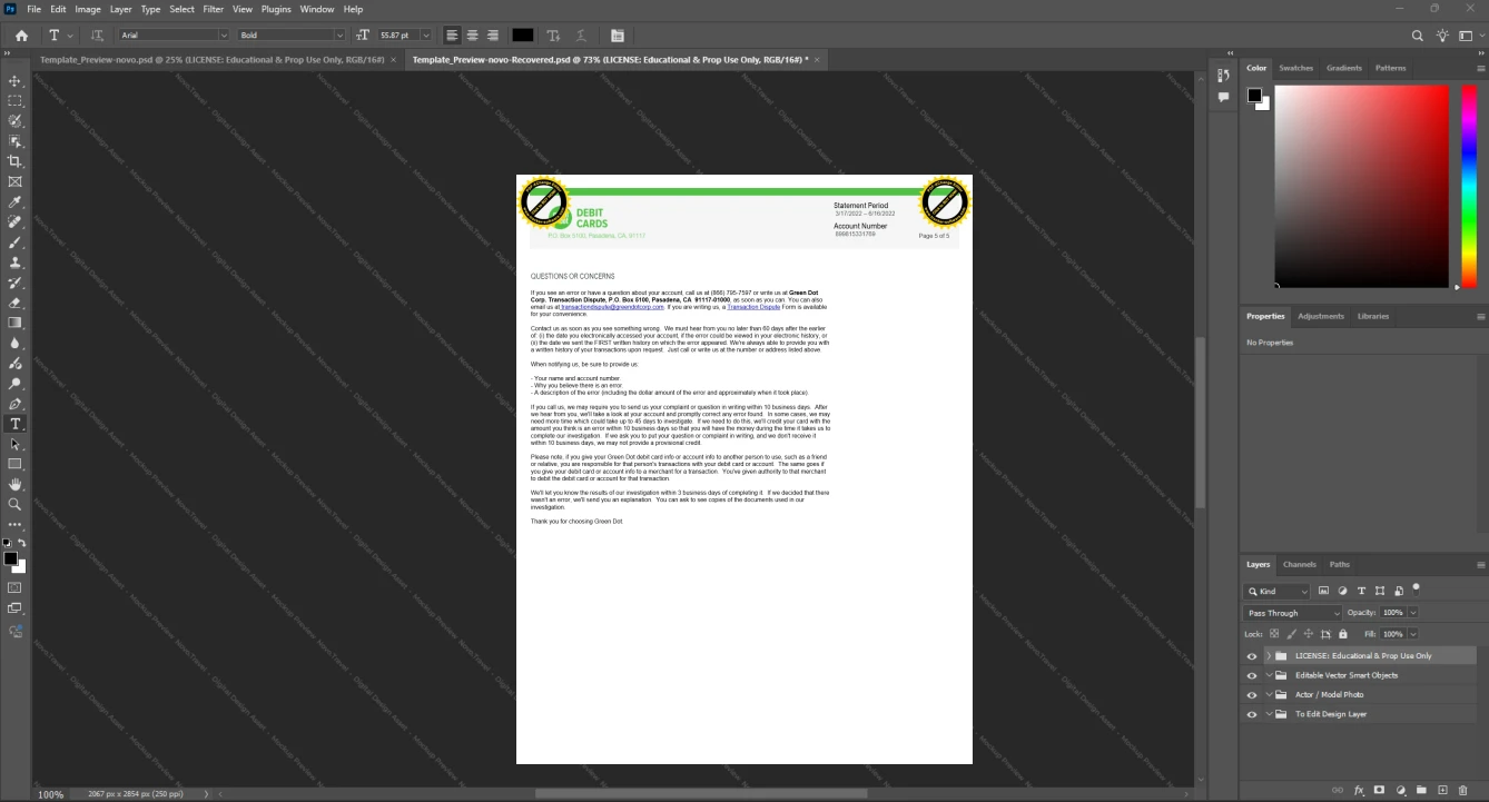 USA Green Dot Bank Bank Statement Template, High-quality design in Word and PDF format, Page 5
