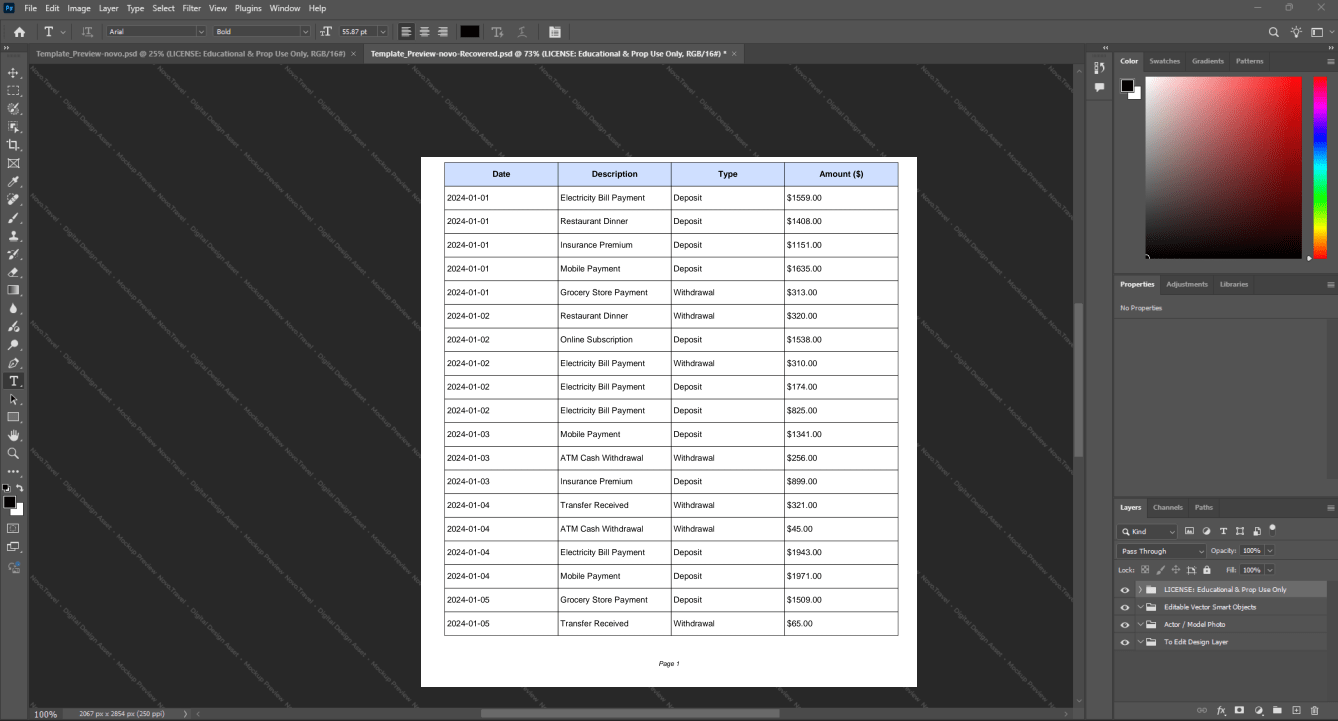 USA M and T Bank Bank Statement Template, Customizable layout available in Word and PDF, Page 2