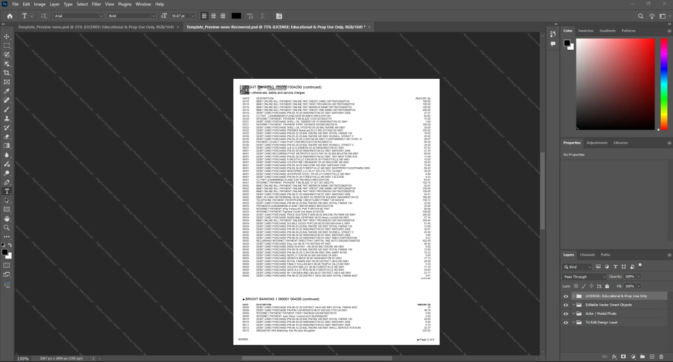 USA Truist Financial Corporation BB T Bank Statement Template, Customizable layout available in Word and PDF, Page 2