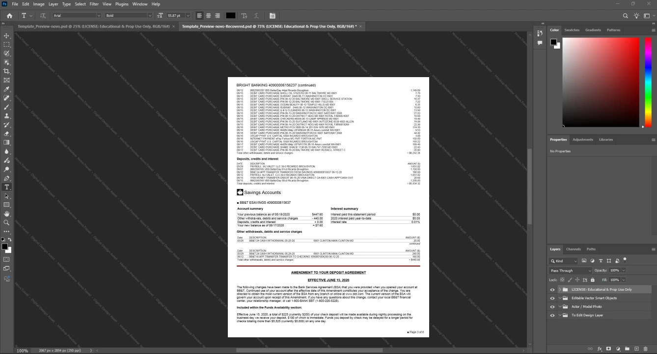 USA Truist Financial Corporation BB T Bank Statement Template, Print-ready in PDF layout, Page 3