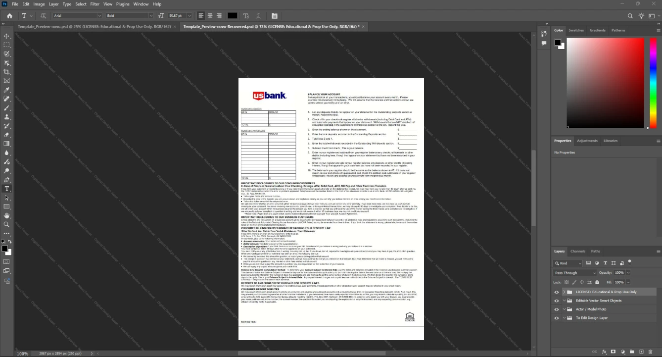 USA U S Bank Business Account Statement Template, High-quality template in Word and PDF format, Page 4