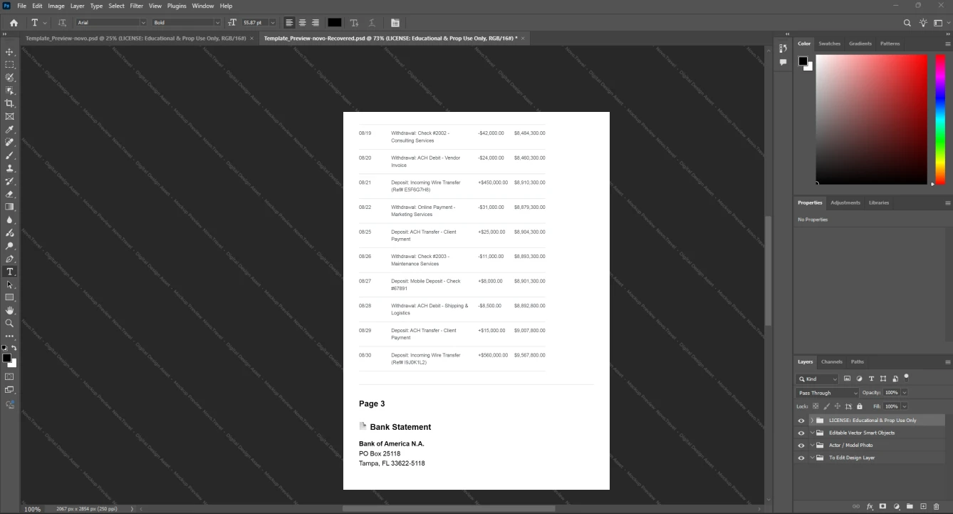 USA Wells Fargo Bank Bank Statement Template, Blank template in Word and PDF format, Page 4