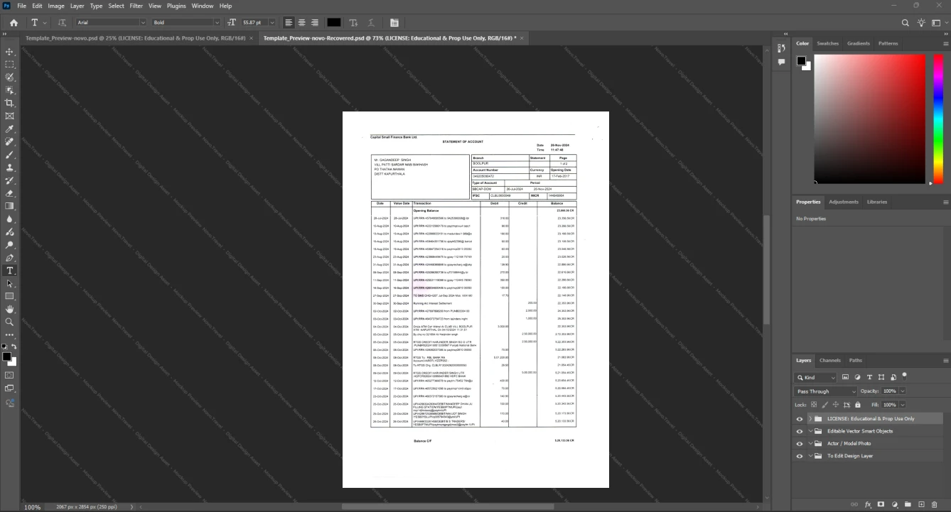 Vietnam Joint Stock Commercial Bank for Foreign Trade of Vietnam Bank Statement Template, Digital download file preview